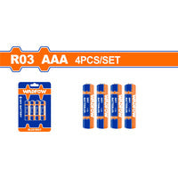 [SKUIMG]WJX1K07|BATERÍAS AAA R03. SET 4 PIEZAS. VOLTAJE NOMINAL 1.5V CUBIERTA DE PVC. DURACIÓN 3 AÑOS.