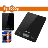 [SKUIMG]WKE3504|WKE3504.jpg|BALANZA PESA DIGITAL DE COCINA 5G-5000G. APAGADO AUTOMÁTICO. PANTALLA LCD. VIDRIO TEMPLADO.