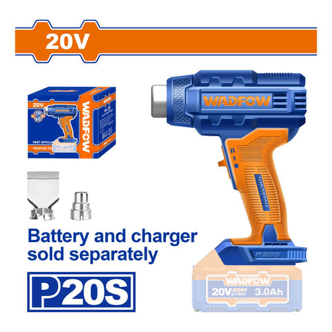 [SKUIMG]WKH1501|WKH1501.jpg|PISTOLA DE CALOR INALAMBRICA. 20V. 300/550C. BATERIA Y CARGADOR POR SEPARADO. INCLUYE ACCESORIOS.