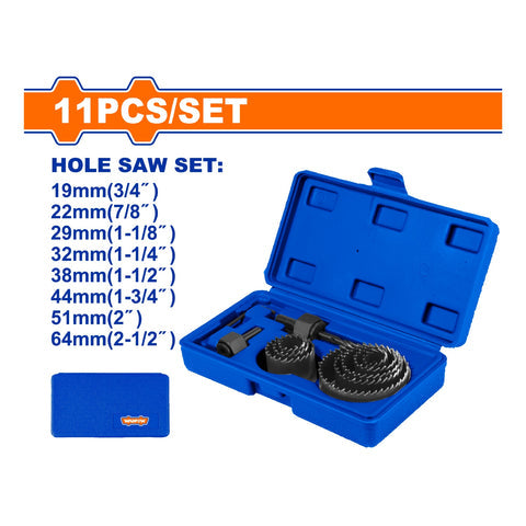 [SKUIMG]WKJ4411|BROCAS CIRCULARES SIERRA DE ORIFICIO SACABOCADOS. IDEAL PARA TRABAJOS EN MADERA. SET 11 PIEZAS.