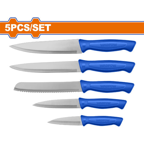 [SKUIMG]WKK1K51|CUCHILLOS DE COCINA VARIADOS. SET DE 5 PIEZAS. HOJA DE ACERO INOXIDABLE. MANGO DE PLASTICO.