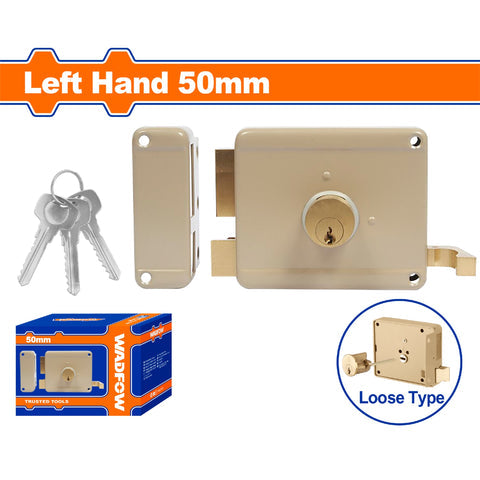 CERRADURA DE SOBREPONER PARA PUERTAS METALICAS. CILINDRO SUELTO LADO IZQUIERDO DE 50MM. INCLUYE 3 LL