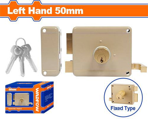 [SKUIMG]WKL1521|CERRADURA DE SOBREPONER PARA PUERTAS. CILINDRO FIJO. LADO IZQUIERDO DE 50MM. INCLUYE 3 LLAVES.