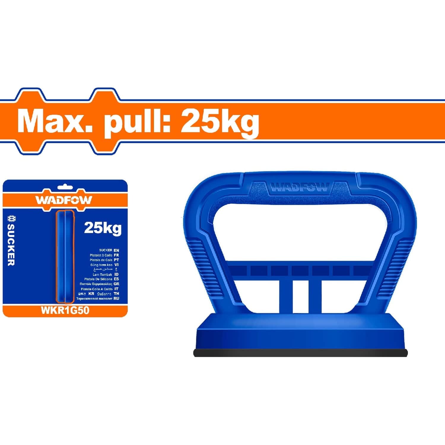 [SKUIMG]WKR1G25|VENTOSA DE SUCCIÓN SOPORTA 25KG. DIÁMETRO DE SUCCIÓN 115MM. MANGO DE ABS.