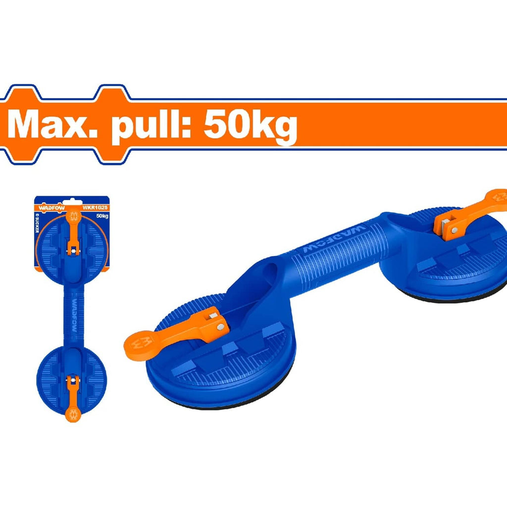 [SKUIMG]WKR1G50|WKR1G50.jpg|VENTOSA DOBLE SUCCIÓN SOPORTA 50KG. DIÁMETRO DE SUCCIÓN 115MM. MANGO DE ABS.
