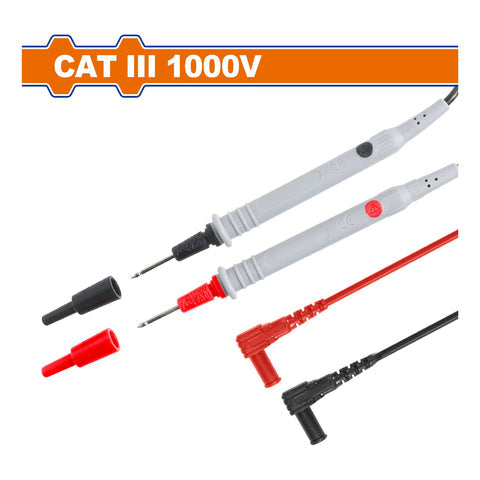 CABLE Y PUNTAS DE PRUEBA PARA MULTIMETRO 100CM CAT III1000V 143MM LARGO. APTO PARA MEDIDOR ABRAZADER