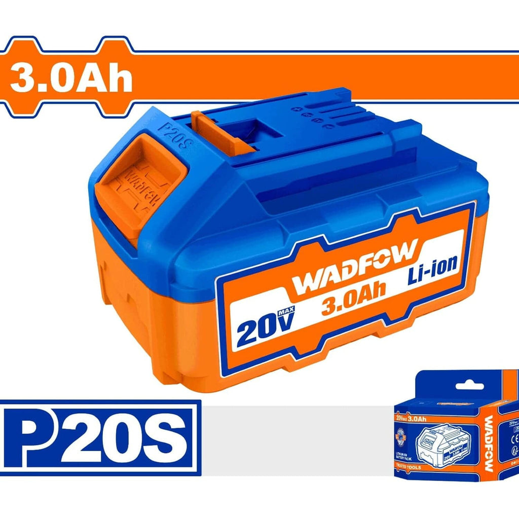 [SKUIMG]WLBP530|WLBP530.jpg|BATERÍA DE 20V WADFOW. LITIO 3.0 AH. INDICADOR LED. COMPATIBLE CON HERRAMIENTAS INALÁMBRICAS P20S