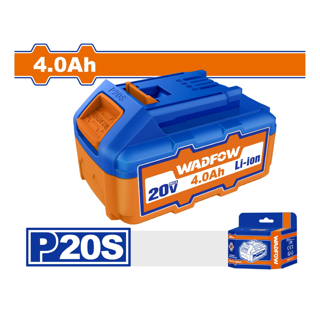 [SKUIMG]WLBP540|WLBP540.jpg|BATERÍA 20V. LITIO 4.0AH. INDICADOR LED DE CARGA. COMPATIBLE CON MÚLTIPLES HERRAMIENTAS.