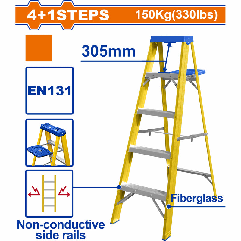 [SKUIMG]WLD1915|ESCALERA DE FIBRA DE VIDRIO 5 ESCALONES. ALTURA DE PASO: 305MM. NORMA