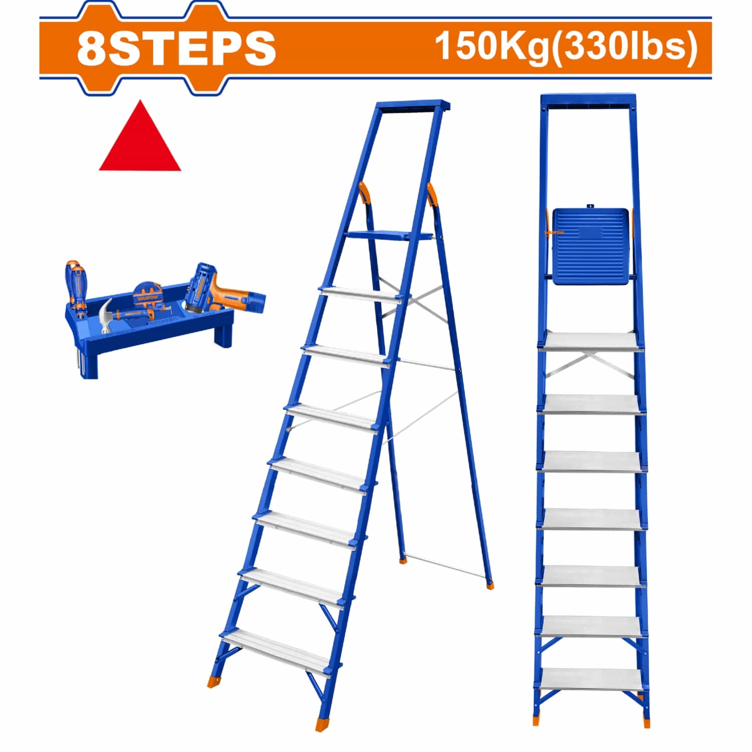 [CARBONE]WLD1H08|ESCALERA DE TIJERA 8 PELDAÑOS. CARGA MÁXIMA: 150 KG. ACERO Y ALUMINIO. ALT MAX. DE TRABAJO: 172CM