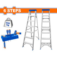 [SKUIMG]WLD2H06|WLD2H06.jpg|ESCALERA DE TIJERA ALUMINIO 6 PASOS. ALTURA DE CADA PASO: 252MM. CARG