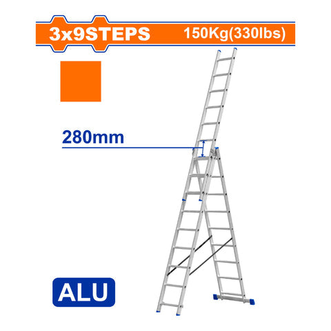 [SKUIMG]WLD6H39|WLD6H39.jpg|ESCALERA DE TIJERA EXTENSIBLE ESCALONES 3X9