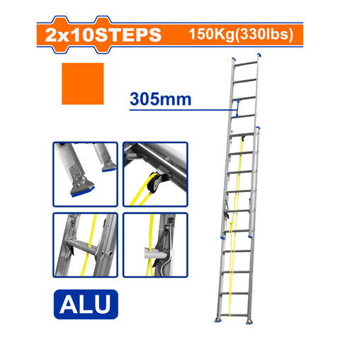 [SKUIMG]WLD8H20|WLD8H20.jpg|ESCALERA EXTENSIBLE 2X10 DE ALUMINIO.