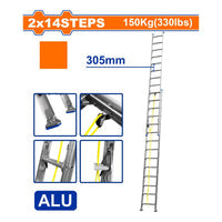 [SKUIMG]WLD8H28|ESCALERA EXTENSIBLE 2X14 DE ALUMINIO.