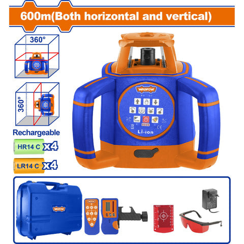 NIVEL LASER DE LINEA AUTONIVELANTE ROTATIVO APLICACION: HORIZONTAL COMO VERTICAL RANGO DE TRABAJO: 6
