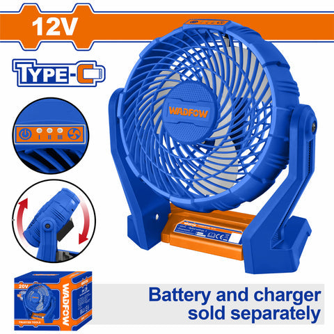 [SKUIMG]WLF1507|WLF1507.jpg|ABANICO 7" 12V INALAMBRICO. USA CABLE TIPO-C BATERIA Y CARGADOR POR SEPARADO.