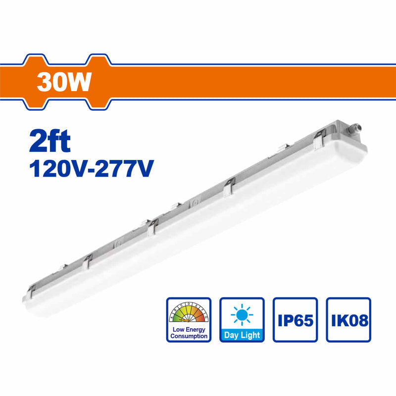 LAMPARA LED RECTANGULAR INDUSTRIAL IP65 30W LONG. 2 PIES. 6500K 120LM