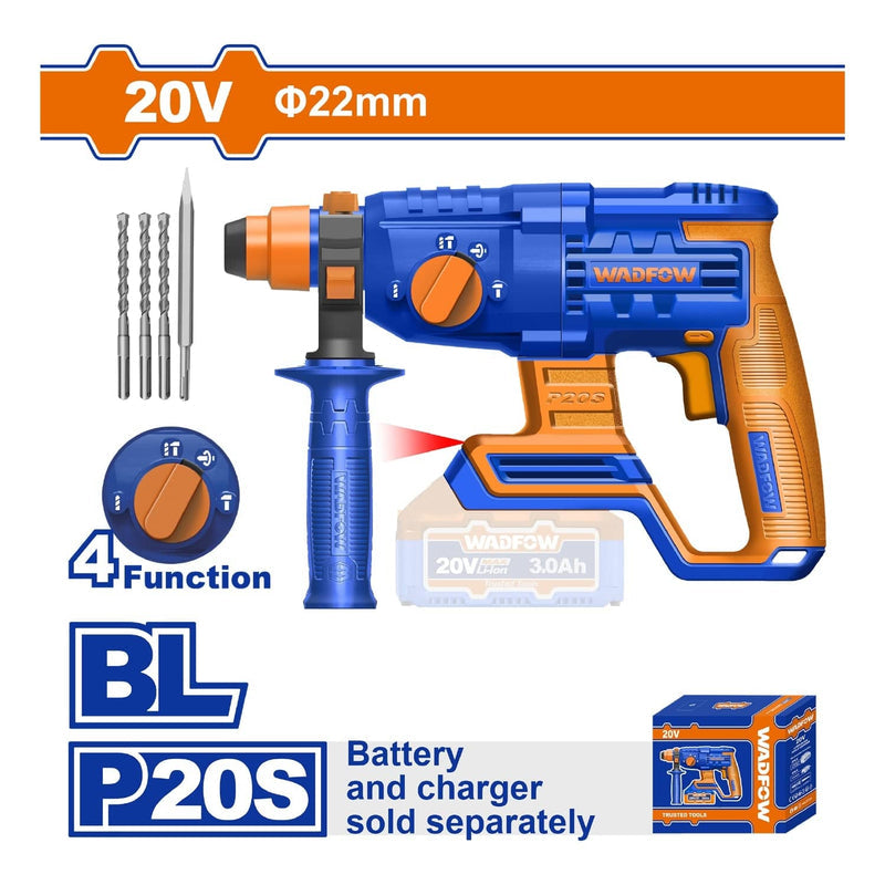 [SKUIMG]WLM15220|WLM15220.jpg|TALADRO ROTOMARTILLO 20V. MOTOR SIN ESCOBILLAS. PERFORA CONCRETO: 22MM.