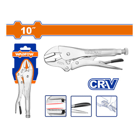 ALICATE DE PRESION 10" MANDIBULA RECTA. RANGO: 0-43MM. HRC52o-HRC60o CR-V NIQUELADO. PINZA.