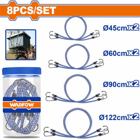 [SKUIMG]WLRP2T08|WLRP2T08.jpg|BANDAS ELASTICAS LIGAS DE AMARRE SET DE 8 PIEZAS SUJETADOR ELASTICO.