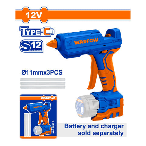 [SKUIMG]WLU1412|WLU1412.jpg|PISTOLA DE SILICON 12V INCLUYE 3 BARRAS DE PEGAMENTO. BATERIA Y CARGADOR POR SEPARADO.