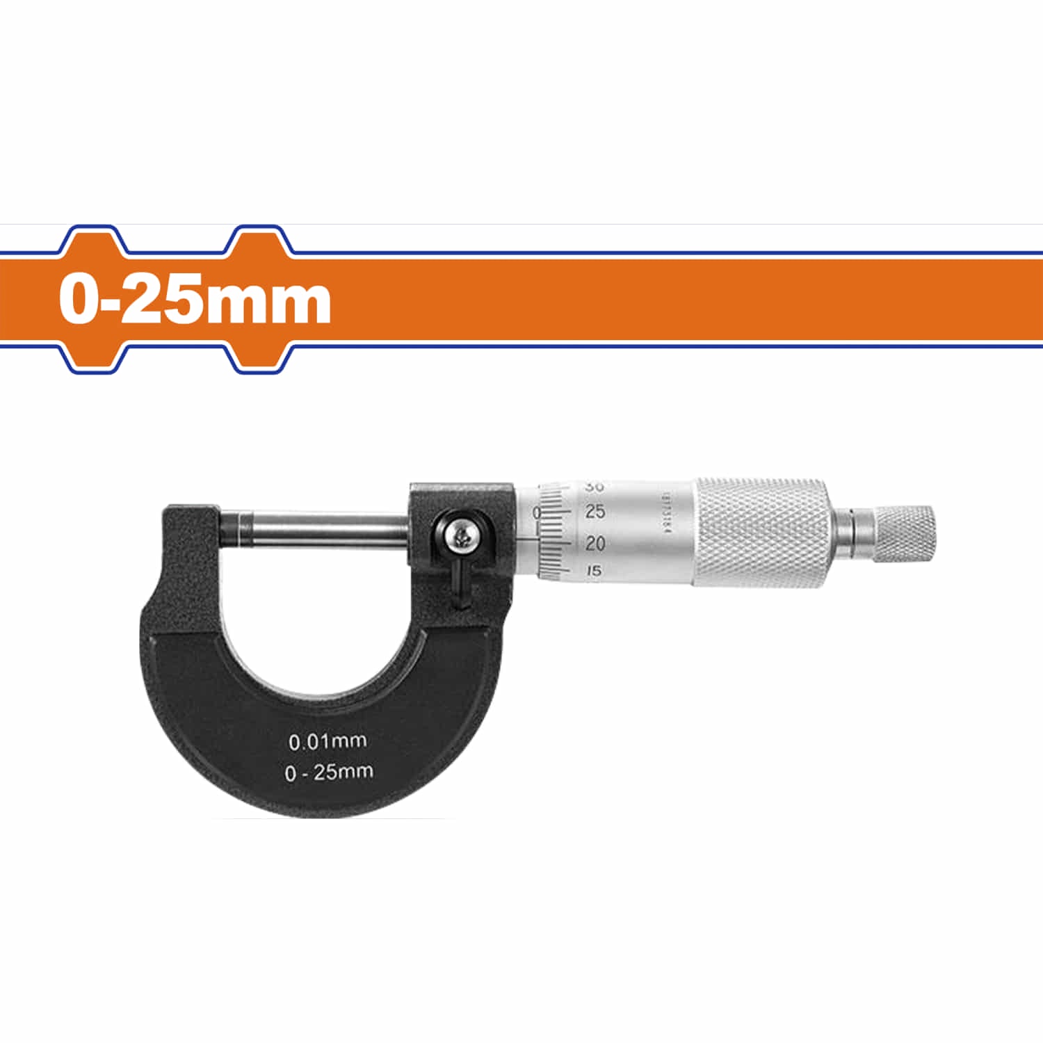 [SKUIMG]WMCM1P25|WMCM1P25.jpg|MICROMETRO PARA EXTERIORES 0-25MM / 0.01MM. TORNILLO DE PALMER.
