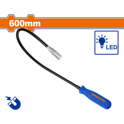 [SKUIMG]WME4E61|WME4E61.jpg|RECOGEDOR FLEXIBLE MAGNÉTICO CON LED 600MM. POTENCIA 5 LBS. MANGO PLÁSTICO.