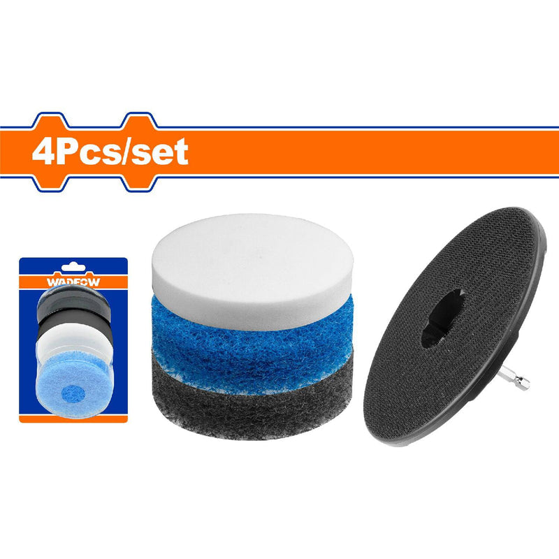 [SKUIMG]WND4406|ESPONJAS PARA LIMPIEZA DE ABRASIVOS 3 NIVELES (SUAVE, MEDIO Y DURO) INCLUYE VÁSTAGO. 4 PZAS.