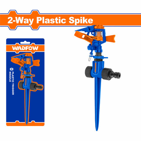 [SKUIMG]WNE3E34|WNE3E34.jpg|ASPERSOR ROCIADOR DE ESTACA DE 2 PINES DE PLASTICO PARA MANGUERA DE AGUA 3/4" ESPARCIDOR PARA RIEGO