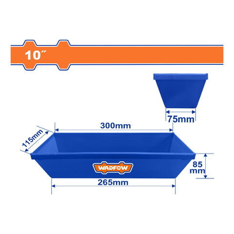 [SKUIMG]WNQ1330|WNQ1330.jpg|BANDEJA PARA PASTA DE 10" MEDIDAS SUPERIOR: 300X115MM INFERIOR: 265X75MM BANDEJA PARA GYSPUM DRYWALL