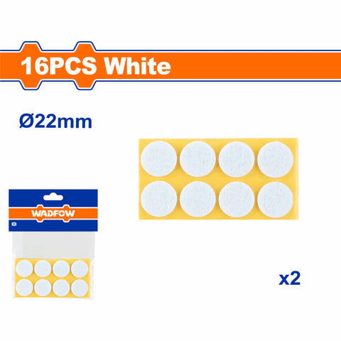 ALMOHADILLAS AUTOADHESIVAS. 22MM BLANCO GROSOR: 3MM SET DE 16 PIEZAS. FIELTROS PARCHES DESLIZADORES