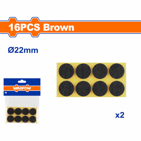 [SKUIMG]WPAS1113|ALMOHADILLAS AUTOADHESIVAS. 22MM MARRON GROSOR: 3MM SET DE 16 PIEZAS. FIELTROS PARCHES DESLIZADORES