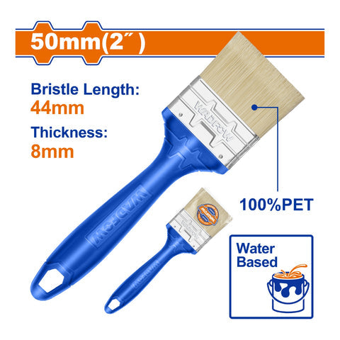 [SKUIMG]WPB4902|WPB4902.jpg|BROCHA PARA PINTAR 50MM(2"). CERDAS 100% PET. PINTURA A BASE DE AGUA. LONG: 44MM. GROSOR: 8MM.