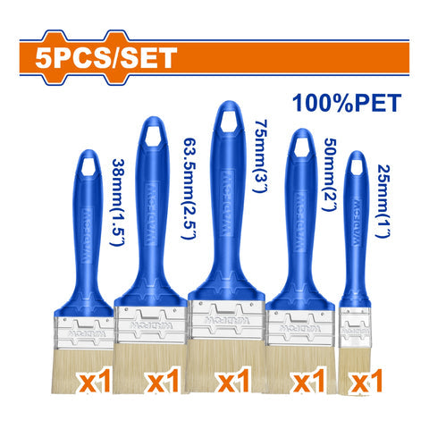 [SKUIMG]WPB4952|WPB4952.jpg|BROCHAS PARA PINTAR. SET DE 5 PIEZAS. 100% PET. PINTURA A BASE DE AGUA. MANGO DE PLASTICO.
