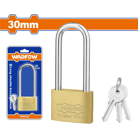 [SKUIMG]WPD2430|CANDADO DE LATON EXTRA LARGO ESTANDAR 30MM. INCLUYE 3 LLAVES.