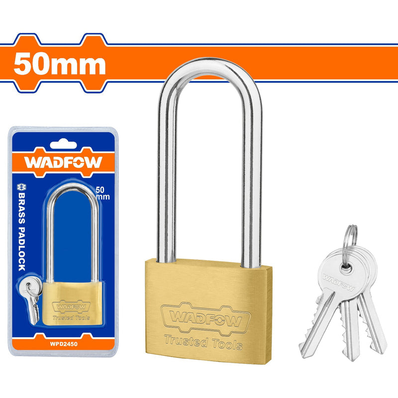 [SKUIMG]WPD2450|WPD2450.jpg|CANDADOS LARGOS DE LATÓN. INCLUYE 3 LLAVES. 50MM
