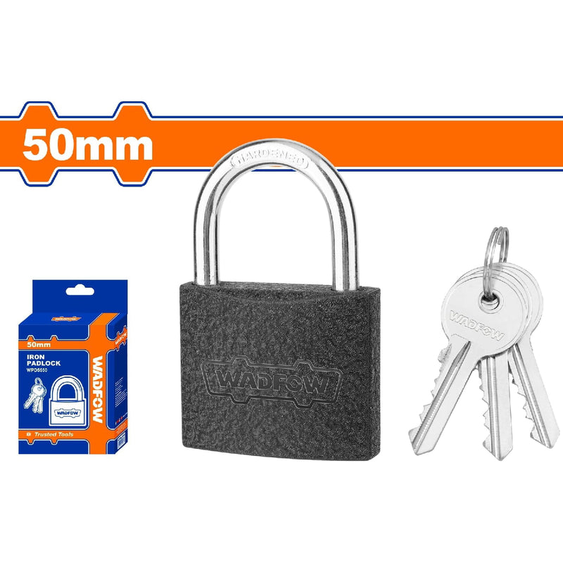 [SKUIMG]WPD5550|WPD5550.jpg|CANDADOS CORTOS DE HIERRO. INCLUYE 3 LLAVES ,50MM PESO:218G