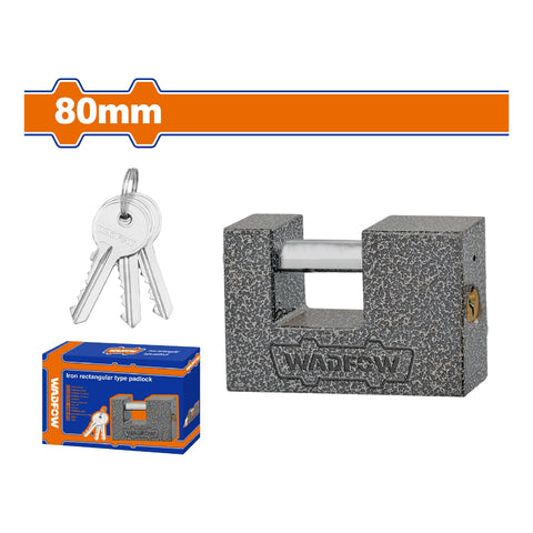 [SKUIMG]WPD7580|WPD7580.jpg|CANDADO DE HIERRO RECTANGULAR 80MM CON 3 LLAVES. LARGA VIDA UTIL.