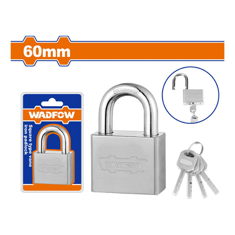 [SKUIMG]WPDS460|CANDADO DE HIERRO CON ALETA TIPO CUADRADO DE 60MM. FORMA CUADRADA. INCLUYE 4 LLAVES DE HIERRO.