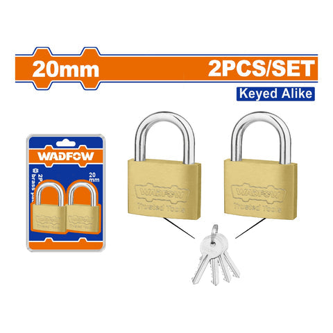 [SKUIMG]WPDT422|WPDT422.jpg|CANDADOS DE LATON DE 20MM CON JUEGO DE LLAVES. INCLUYE 2 CANDADOS Y UN JUEGO DE 3 LLAVES UNICO.