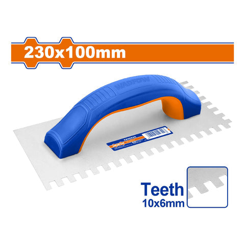 [SKUIMG]WPE4923|LLANA PARA PASTEO YESO CON DIENTES 230X100MM CON MANGO DE PLASTICO. ACERO AL CARBONO. LLANA DENTADA.
