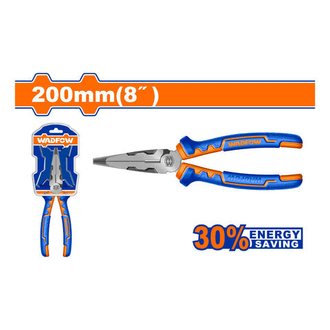[SKUIMG]WPL2718|ALICATE DE PUNTA LARGA DE ALTA PALANCA 8" AHORRO DE ENERGIA 30% MANGO COMODO. ACABADO PULIDO.