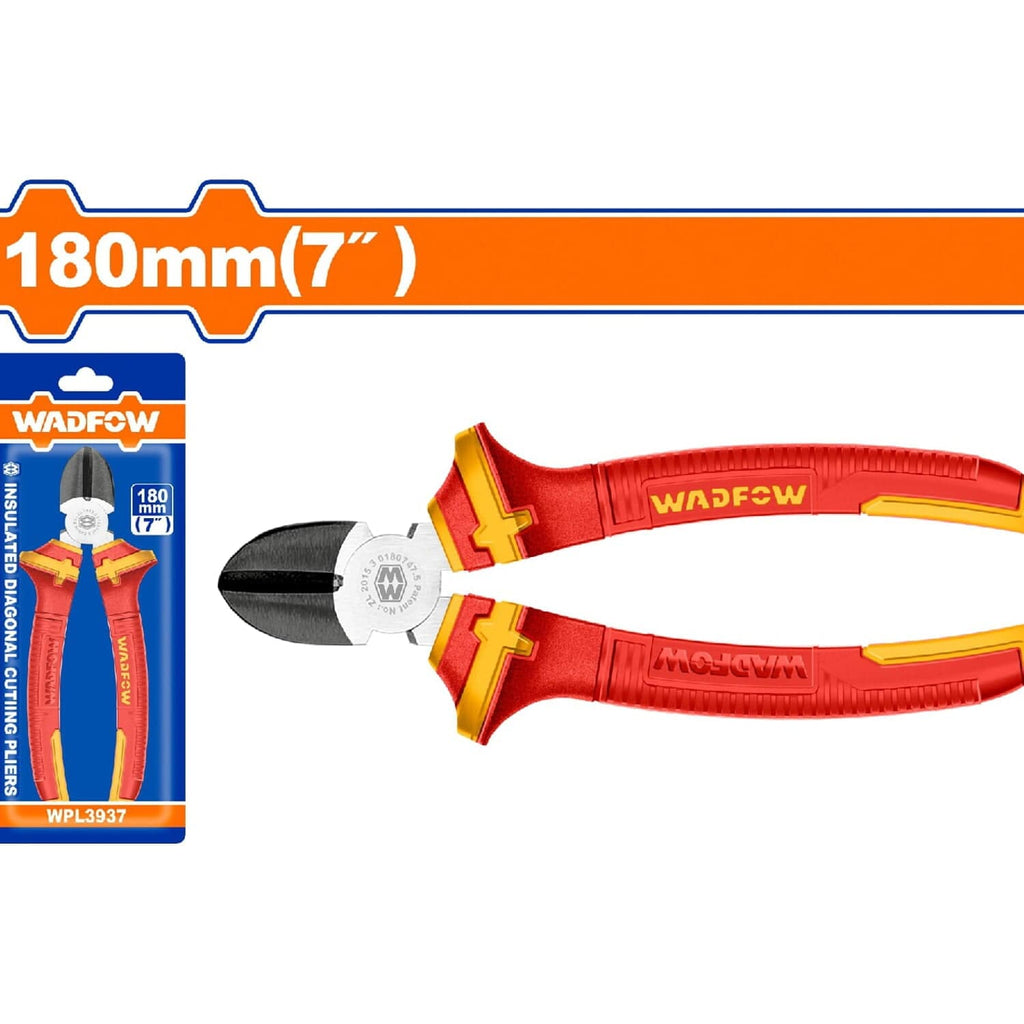 [SKUIMG]WPL3937|WPL3937.jpg|ALICATE DE CORTE DIAGONAL 180MM(7") DE MANGO AISLADO. ACABADO NEGRO PULIDO. SOPORTA 1000V