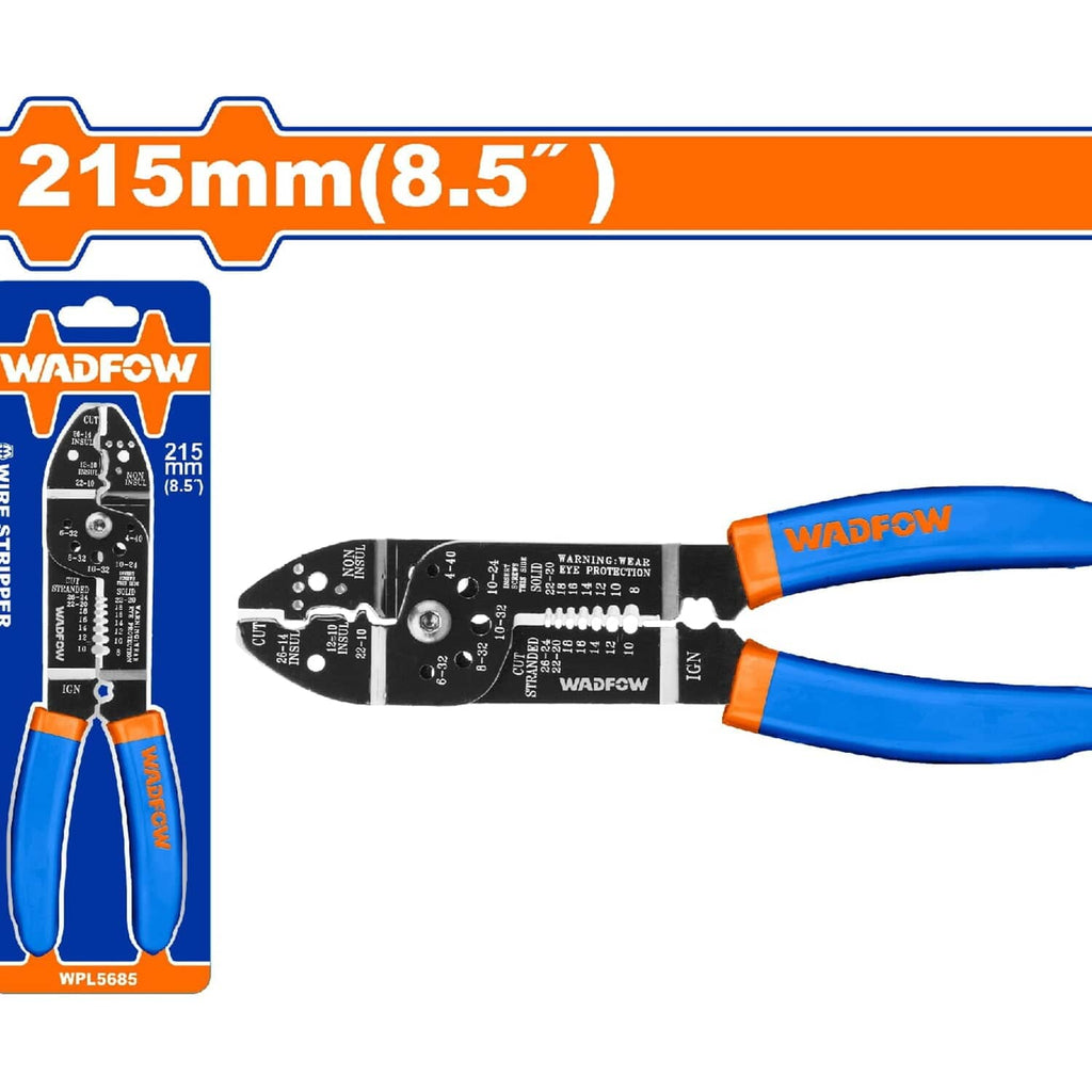 [SKUIMG]WPL5685|WPL5685.jpg|PINZA PELACABLES 8.5"(215MM) PARA CABLES ELÉCTRICOS. PELA 7 TIPOS DE ALAMBRE Y CORTA TORNILLOS.