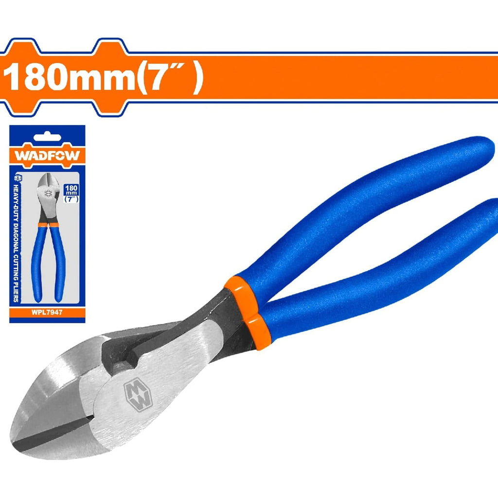 [SKUIMG]WPL7947|WPL7947.jpg|ALICATE DE CORTE DIAGONAL 7"/180MM. PULIDO Y ANTIÓXIDO. TRABAJO PESADO. CON MANGO DE PLÁSTICO.