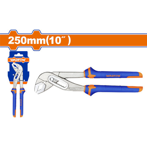 [SKUIMG]WPL9C10|WPL9C10.jpg|ALICATE PICO DE LORO 10" APERTURA MAX:40MM PULIDO Y ANTIOXIDO. MANGO DE PLASTICO.