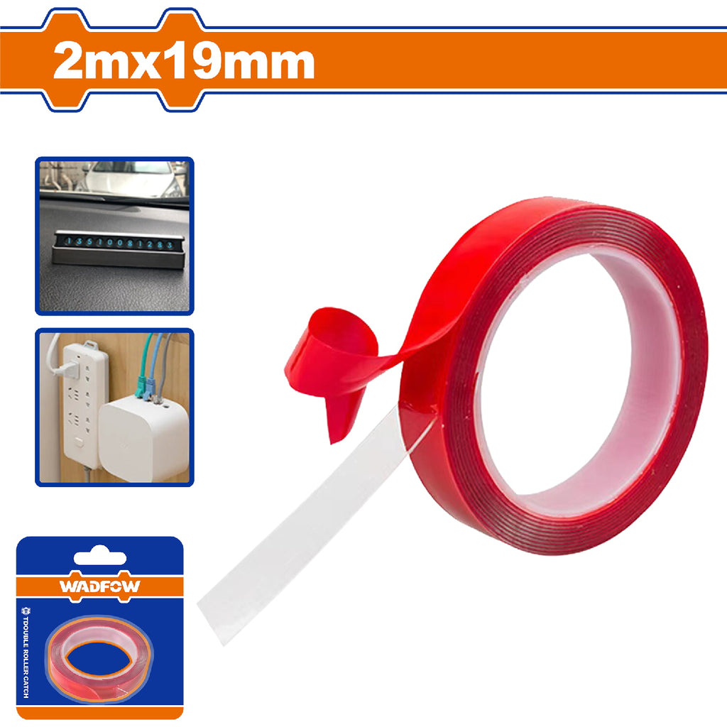 [SKUIMG]WPN9K19|CINTAS ADHESIVAS DOBLE CONTACTO ROJO. ESP: 1MM. FÁCIL DE ARRANCAR. IDEAL SUPERFICIES LISAS.