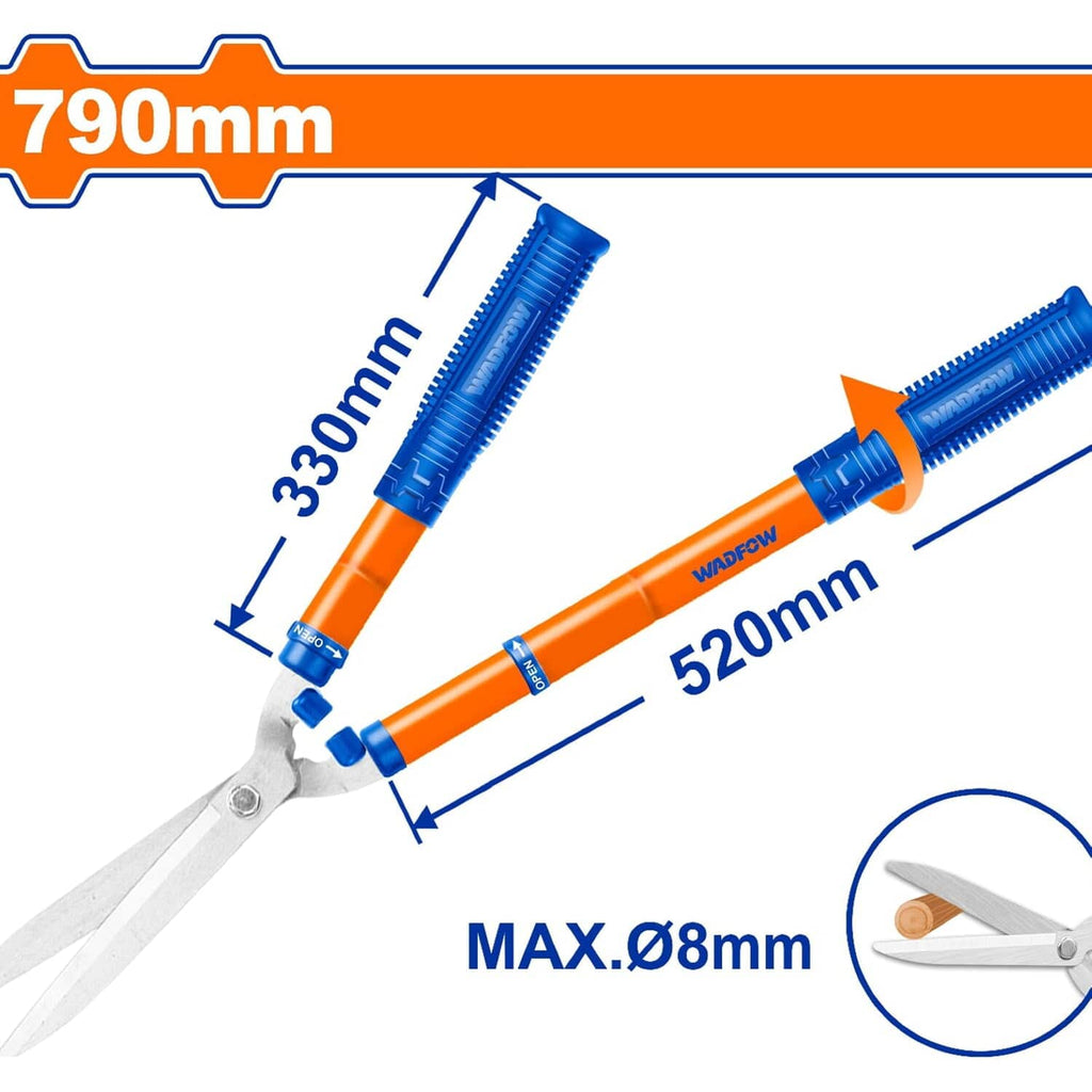 [SKUIMG]WPR1E90|TIJERA CORTASETOS TELESCÓPICA EXTENSIBLE 550-750MM. ACERO AL CARBÓN. TRATAMIENTO TÉRMICO.