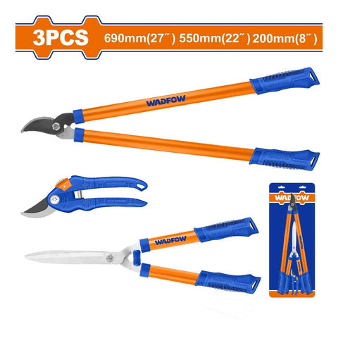 [SKUIMG]WPR3E03|WPR3E03.jpg|TIJERAS DE JARDIN VARIADAS. CUCHILLAS TRATADAS TERMICAMENTE. SE VENDE EN JUEGO DE 3 TIJERAS.