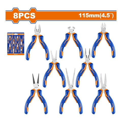 [SKUIMG]WPS1618|MINI ALICATES VARIADOS DE 4. 5" (COMBINADO, CORTE DIAGONAL, CORTE FINAL) SET DE 8 PIEZAS.